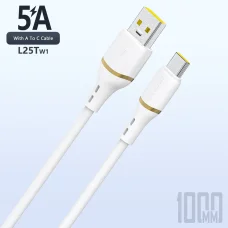 Dudao L25T USB-A - USB-C Szilikon Kábel 5A 1m - Fehér