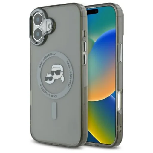 iPhone 16 Plus tok Karl Lagerfeld KLHMP16MHLSKCK fekete kemény tok IML Metal Karl&Choupette Head - 1