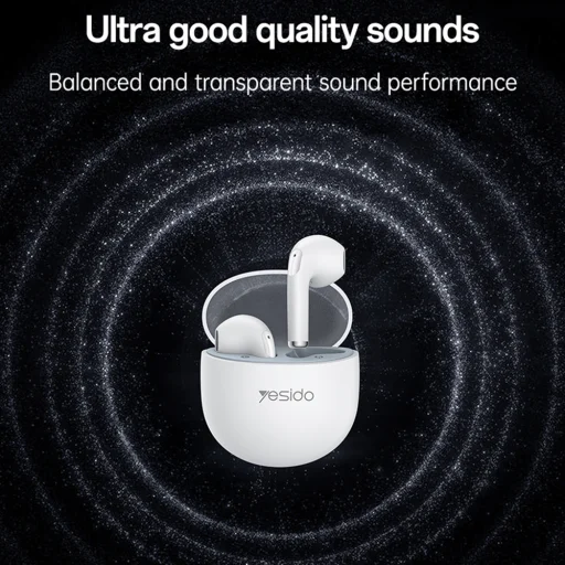 Yesido TWS35 Vezeték nélküli fülhallgató - Mikrofonos, Bluetooth 5.3, Fél-fülbe helyezhető kialakítás, 250mAh - Fehér - 4