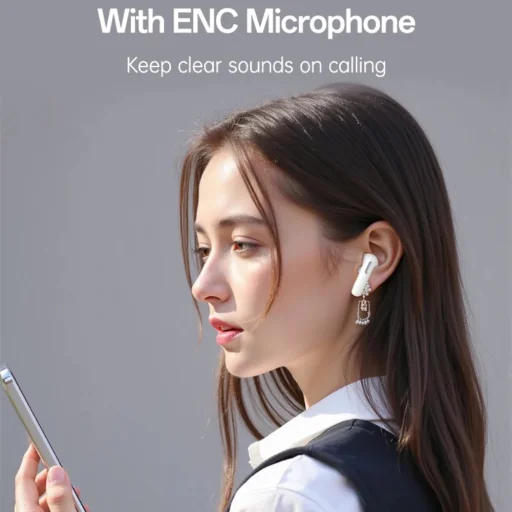 Yesido - Vezeték nélküli fülhallgató (TWS34) - Kettős mikrofon, ANC, Bluetooth 5.3, ENC, Fülbe helyezhető kialakítás, Érintésvezérlés, 320mAh - Fehér - 6