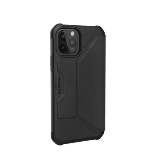 iPhone 12/ 12 Pro UAG Metropolis fokozott védelmet biztosító bőr fliptok fekete - 4