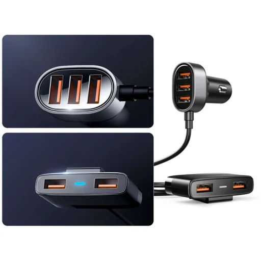 JOYROOM 5xUSB Multi port szivargyújtós autós töltő fekete (JR-CL03) - 3