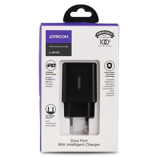 JOYROOM L-QP183 Dual Port hálózati gyorstöltő adapter 18W PD és QC 3.0 támogatással - 4