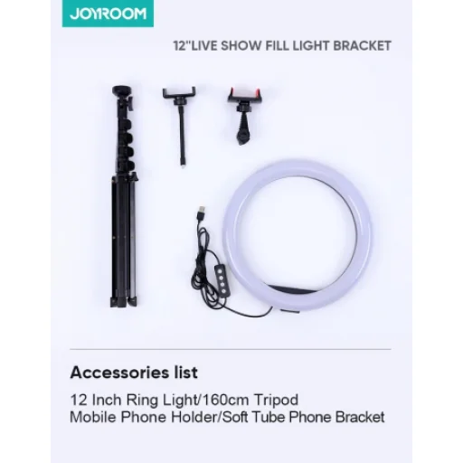 30cm LED körfény, körlámpa, ringlight fekete (JOYROOM JR-ZS228) - 3