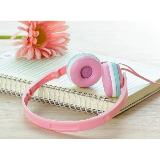 GJBY GJ-04 Extra Bass vezetékes 3.5mm audio jack fejhallgató pink - 5