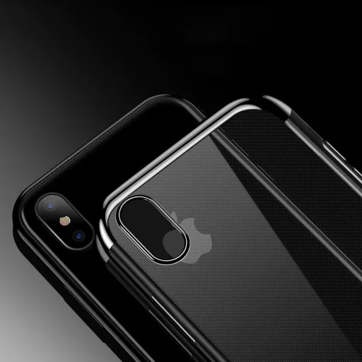 Clear Color Electroplating TPU gél tok iPhone XS / iPhone X piros - 18