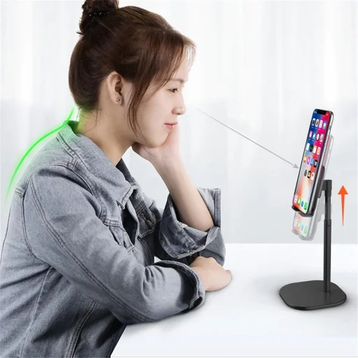 Univerzális teleszkópos asztali telefontartó állvány fekete (K3S) - 6