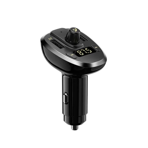 Remax RCC109 Bluetooth FM transmitter + autós töltő 2xUSB 3A + LCD kijelző + AUX + TF kártyaolvasás fekete - 1