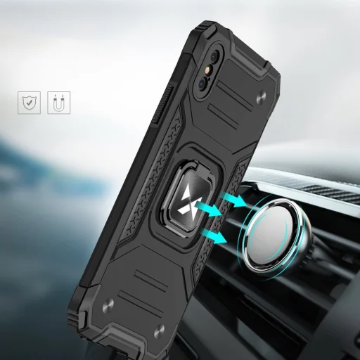 iPhone X/XS Wozinsky Ring Armor Case Kickstand telefontok ezüst - 6