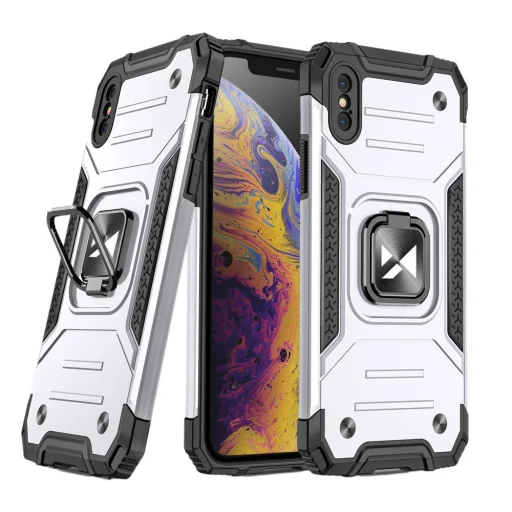 iPhone X/XS Wozinsky Ring Armor Case Kickstand telefontok ezüst - 1