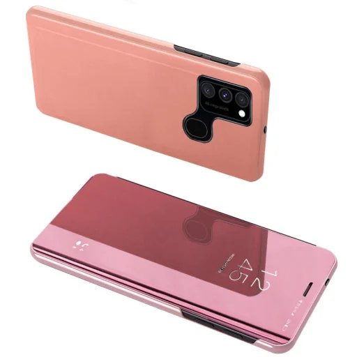 Samsung Galaxy A12 Clear View fliptok pink - 1