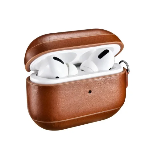 iCarer Vintage bőr tok AirPods Pro 1/2 barna - csuklópánttal - 1