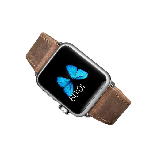 Apple Watch 38/40/41 mm iCarer Crazy Horse valódi bőr óraszíj világosbarna - 1