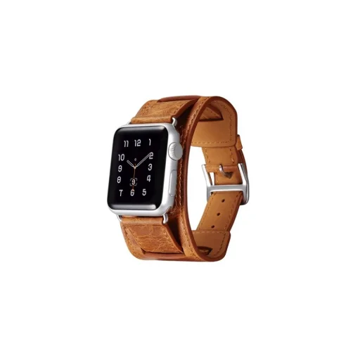 iCarer Valódi bőr óraszíj Apple Watch 42/44/45 mm Quadri Coffee - 1
