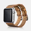 iCarer Valódi bőr óraszíj Apple Watch 38/40/41 mm dupla szíjas design világosbarna thumbnail