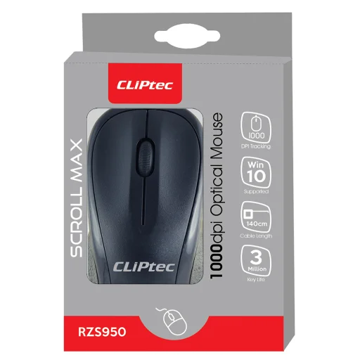 Cliptec Scroll Max RZS950 vezetékes optikai egér 1000DPI fekete - 3