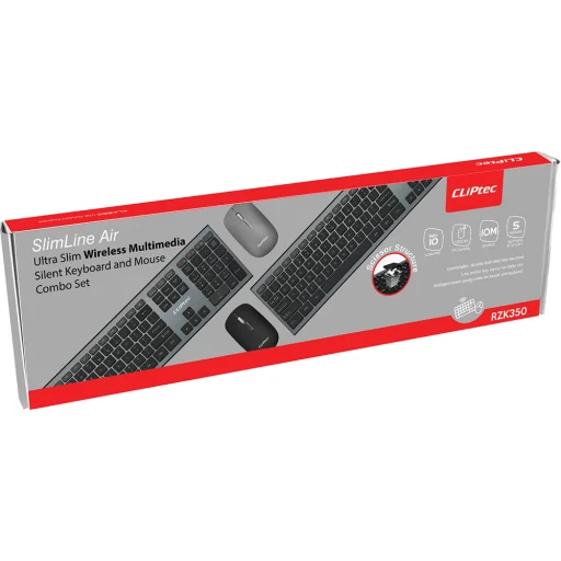 Cliptec Slimline Air RZK350 Billentyűzet + Optikai egér szett 1200DPI vezeték nélküli ezüst - ENG kiosztás - 3