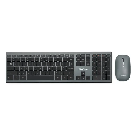 Cliptec Slimline Air RZK350 Billentyűzet + Optikai egér szett 1200DPI vezeték nélküli ezüst - ENG kiosztás - 1