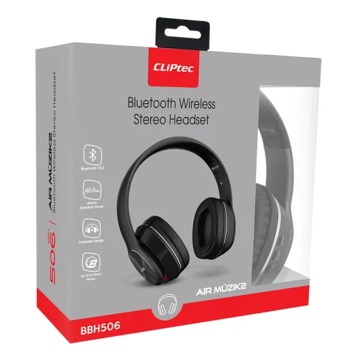 Cliptec Air Muzik BBH506 Bluetooth vezeték nélküli fejhallgató fekete - 2