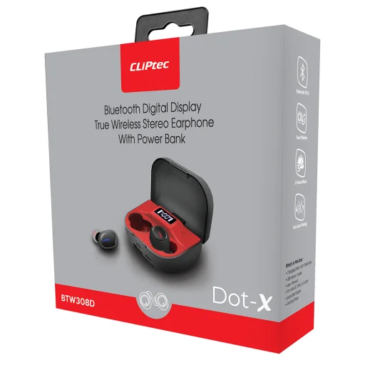 Cliptec Bluetooth TWS vezeték nélküli fülhallgató Dot-X BTW308D 2200mAh piros - 4