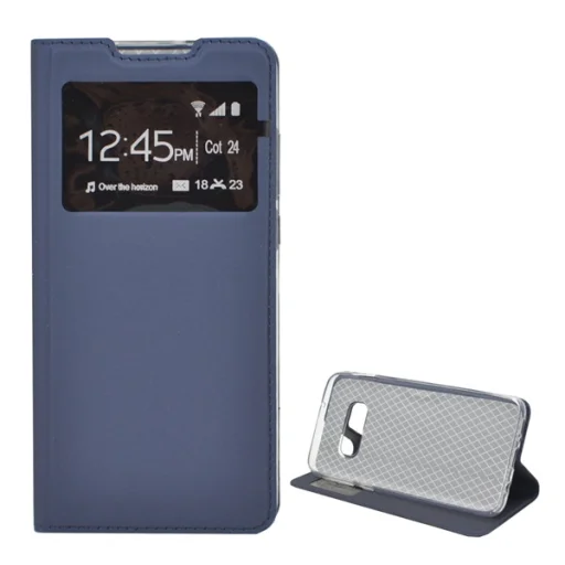 Bőr hatású fliptok Samsung S10e sötétkék - 1