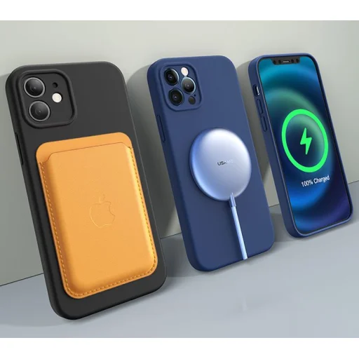 iPhone 12 Pro USAMS US-BH730 MagSafe Liquid Silicon tok narancssárga - 4