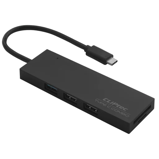 Cliptec RZR601 USB HUB adapter, elosztó USB Type-C - 3xUSB + microSD + SD Chimo aljzatokkal fekete - 1