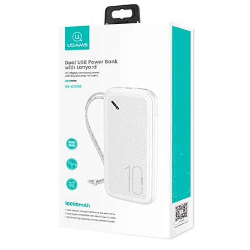 Powerbank csuklópánttal 10000mAh fehér USAMS CD150 - 4