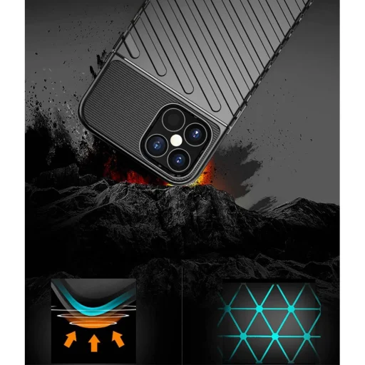iPhone 12/ 12 Pro Thunder fokozott védelmet biztosító flexibilis TPU tok fekete - 7