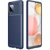 Samsung Galaxy A12 Armored szénszál mintájú TPU tok kék