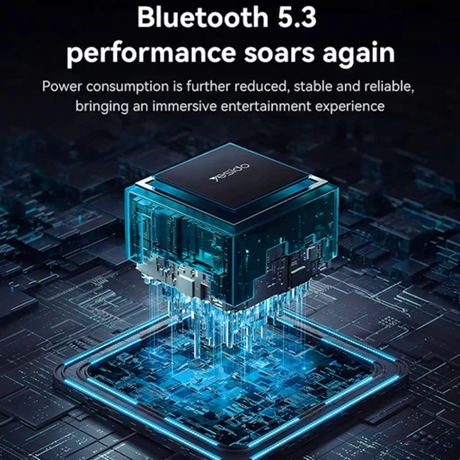 Yesido - Vezeték nélküli fejhallgató (EP08) - Bluetooth V5.3-mal, Aktív zajszűréssel, Mikrofonnal, 500mAh - Fekete - 5