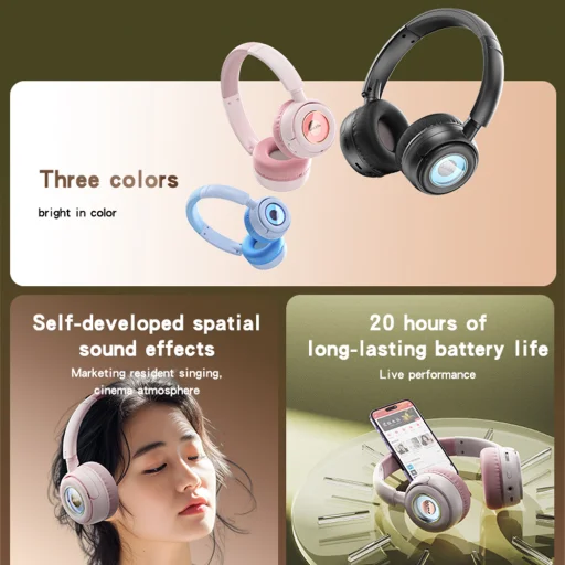 Yesido - Vezeték nélküli fejhallgató (EP06) - gyerekeknek, Bluetooth V5.3-mal, mikrofonnal, támogatott audiokábellel, 400mAh - Kék - 4