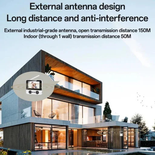 Vezeték nélküli videó kaputelefon Yesido - (KM27) - 2.4G, 2K HD 1080720px, 1000mAh, 4.3" TFT Képernyő - Fehér - 4