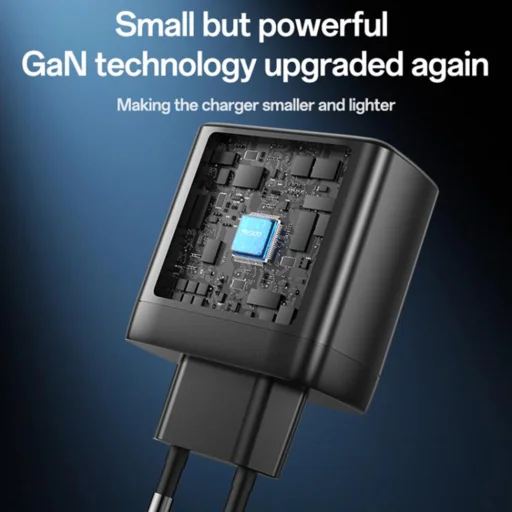 Yesido Fali Töltő (YC144) - 2x Type-C, 1x USB-A, 65W, GaN Technológia, Gyors Töltés - Fekete - 6