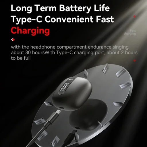 Yesido Vezeték nélküli Fülhallgató (TWS22) - Mikrofonnal, Bluetooth V5.3, LED Kijelző, Érintésvezérlés, Félig a fülben kialakítás, 400mAh - Fekete - 3