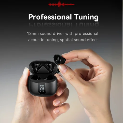 Yesido Vezeték nélküli Fülhallgató (TWS22) - Mikrofonnal, Bluetooth V5.3, LED Kijelző, Érintésvezérlés, Félig a fülben kialakítás, 400mAh - Fekete - 5