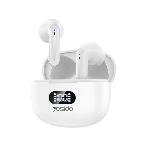 Yesido Wireless Earbuds (TWS19) - ENC-vel, Érintésvezérléssel, Bluetooth V5.3-mal, LED Kijelzővel, Félhallgató Designnal, 470mAh - Fekete - 1