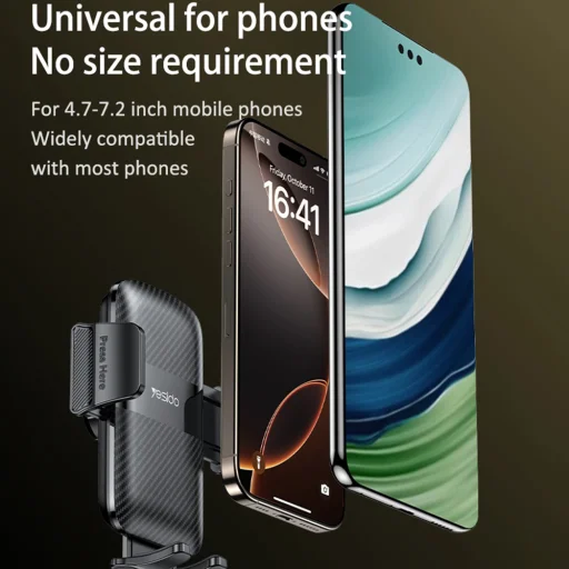 Yesido 4in1 (C274) - Pohártartó, Telefon Tartó és Apróságok Tároló, 720°-ban Állítható Szög, 4.7-7.2" - Fekete - 6