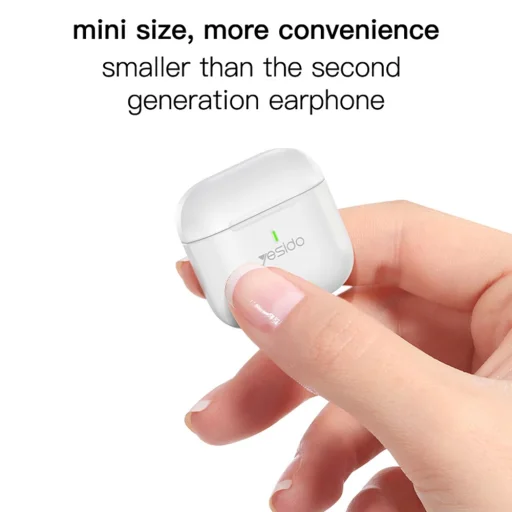 Yesido - Wireless Fülhallgató (TWS17) - Bluetooth V5.1-gyel, félig fülbe helyezhető kialakítással, 200mAh, Type-C - Fehér - 3