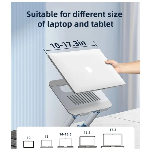 Laptop 10 - 17.3 inch Ezüst Yesido - Laptop Tartó (LP06) - Erős Állvány, Alumínium Ötvözet, 360 Fokos Forgatás - 7