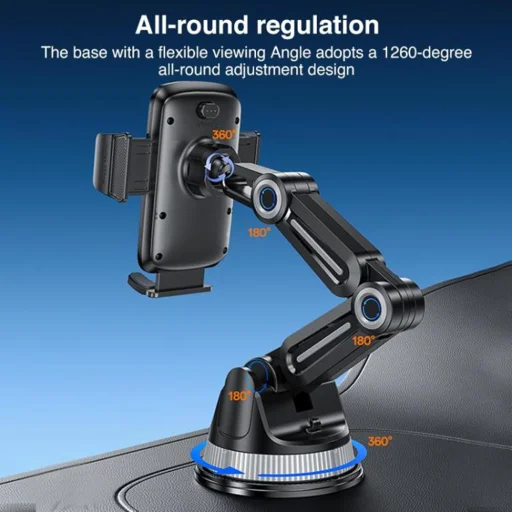 Yesido - Telefon tartó (C275) - Műszerfalra, 1260 fokos teljes körű állítható kialakítás, 4.7-7.2" Telefon - Fekete - 6