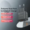 Yesido - Fali Töltő (YC64) - Dual Port Type-C + USB-A, Gyors Töltés, GaN Technológia, PD30W - Fekete thumbnail