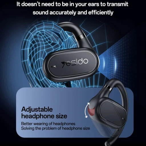 Yesido Vezeték nélküli fülhallgató (YSP25) - Bluetooth V5.3, Nyitott fül dizájn, IP54, 600mAh - Fekete - 2