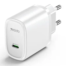 Wall Charger (YC57) Yesido - Type-C, PD20W, Tűzálló PC - Fehér