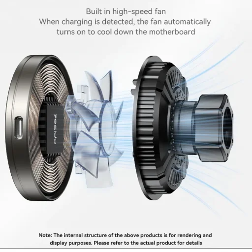 Yesido - Autós tartó vezeték nélküli töltéssel (C315) - légkondicionáló rácshoz/műszerfalhoz, mágneses, intelligens vezérlés, 15W - Fekete - 8