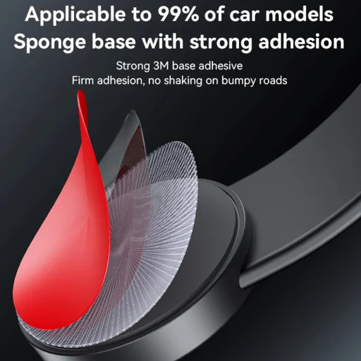 Yesido - Autós tartó vezeték nélküli töltéssel (C314) - Műszerfalra, visszahúzható kábellel, C típus, N52 mágnesek, 15W - Fekete - 13