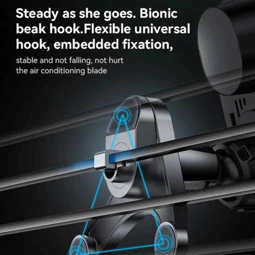 Autós tartó Yesido Vezeték nélküli Töltéssel (C312) - Légbeömlőre, Automatikus Csipesz, Intelligens Indukció, 15W, 4.7 - 6.8inch - Fekete - 3