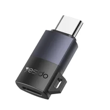 Yesido - OTG Adapter (GS28) - Lightning to Type-C, 60W, Gyors töltés, 480Mpb/s, Alumínium ötvözet, Plug&Play - Szürke