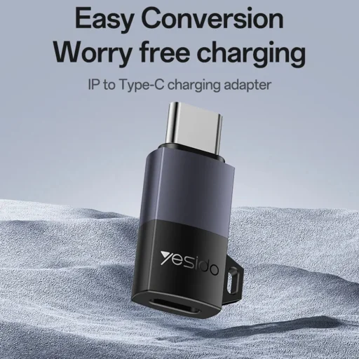 Yesido - OTG Adapter (GS28) - Lightning to Type-C, 60W, Gyors töltés, 480Mpb/s, Alumínium ötvözet, Plug&Play - Szürke - 2