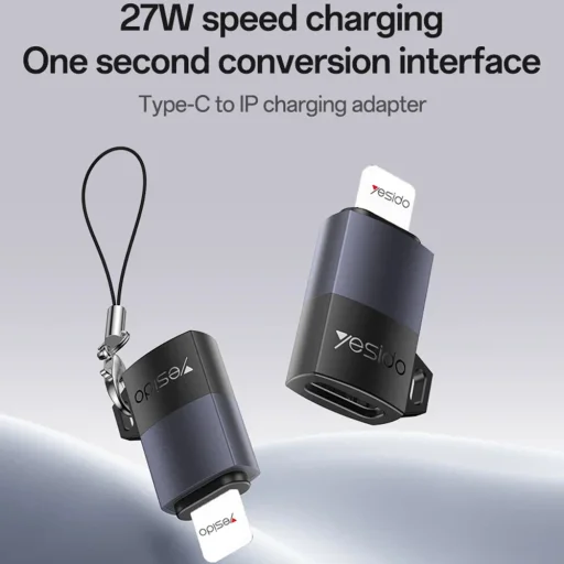 Yesido - OTG Adapter (GS27) - Type-C Lightninghez, 480Mpb/s, Alumínium ötvözet, 27W - Szürke - 2
